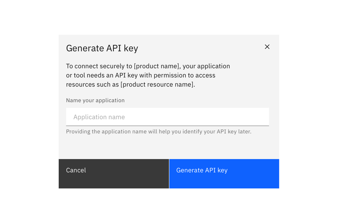 Example of an API key with a custom name